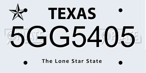5GG5405 Texas License Plate