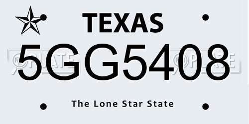 5GG5408 Texas License Plate