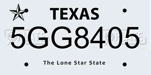 5GG8405 Texas License Plate
