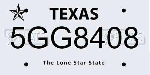 5GG8408 Texas License Plate