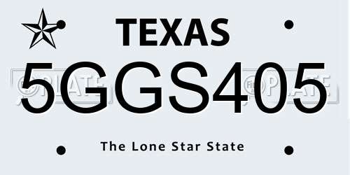 5GGS405 Texas License Plate
