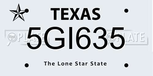 5GI635 Texas License Plate