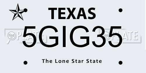 5GIG35 Texas License Plate