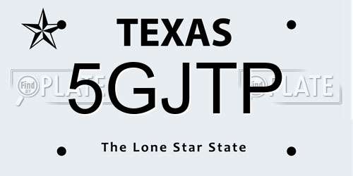 5GJTP Texas License Plate