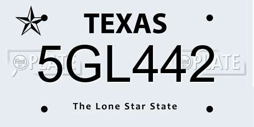 5GL442 Texas License Plate