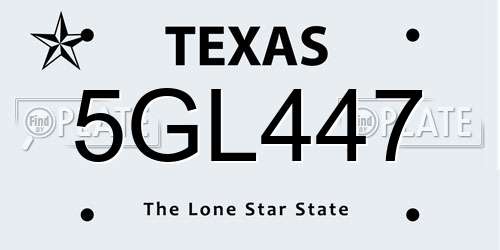 5GL447 Texas License Plate