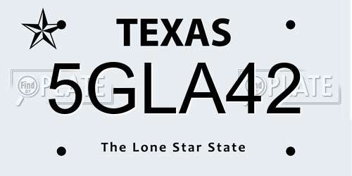 5GLA42 Texas License Plate