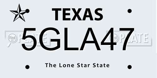 5GLA47 Texas License Plate
