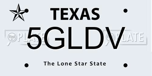 5GLDV Texas License Plate