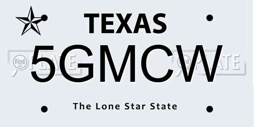 5GMCW Texas License Plate