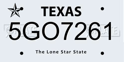 5GO7261 Texas License Plate