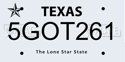 5GOT261 Texas License Plate