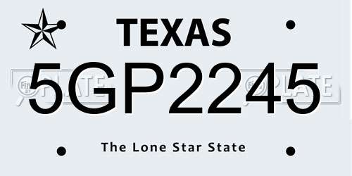 5GP2245 Texas License Plate