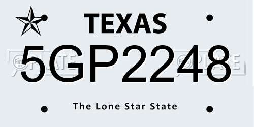 5GP2248 Texas License Plate