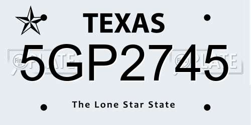 5GP2745 Texas License Plate