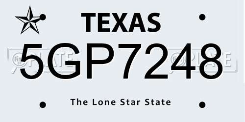 5GP7248 Texas License Plate