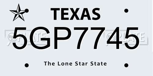 5GP7745 Texas License Plate