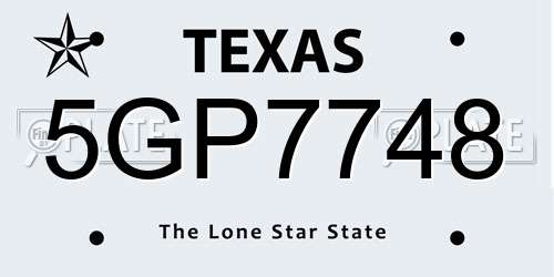 5GP7748 Texas License Plate