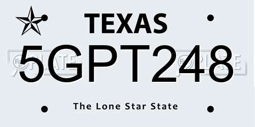 5GPT248 Texas License Plate