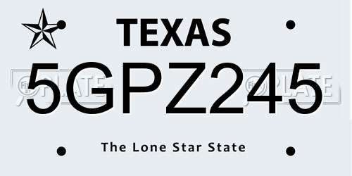 5GPZ245 Texas License Plate