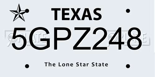 5GPZ248 Texas License Plate