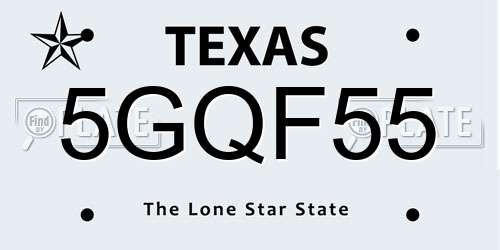 5GQF55 Texas License Plate