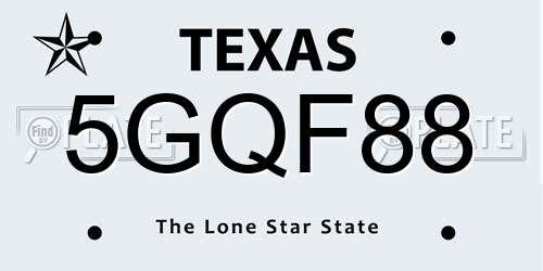 5GQF88 Texas License Plate