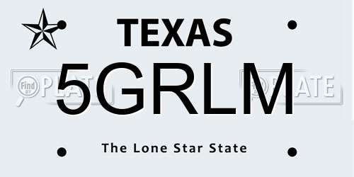 5GRLM Texas License Plate