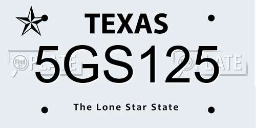 5GS125 Texas License Plate