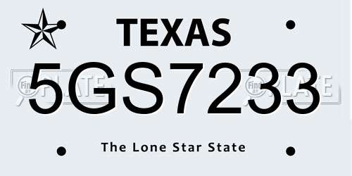 5GS7233 Texas License Plate