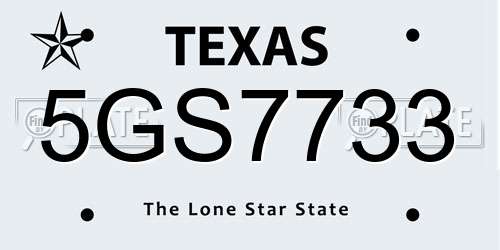 5GS7733 Texas License Plate