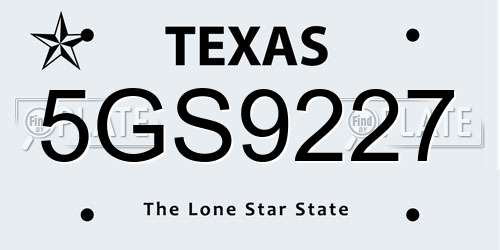 5GS9227 Texas License Plate