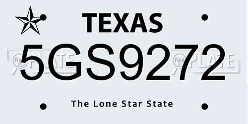 5GS9272 Texas License Plate