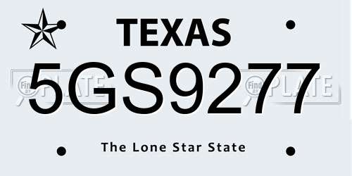 5GS9277 Texas License Plate