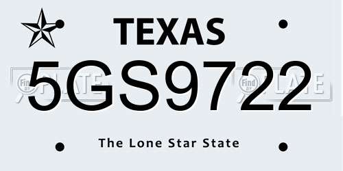 5GS9722 Texas License Plate