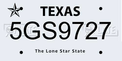 5GS9727 Texas License Plate