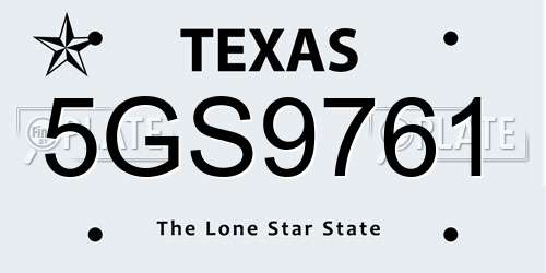 5GS9761 Texas License Plate