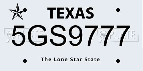 5GS9777 Texas License Plate