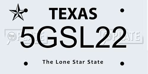 5GSL22 Texas License Plate