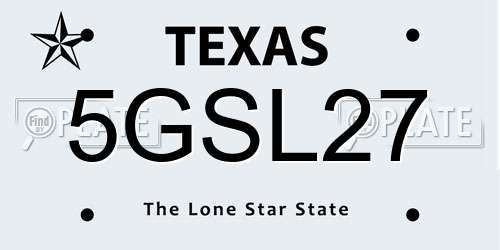 5GSL27 Texas License Plate