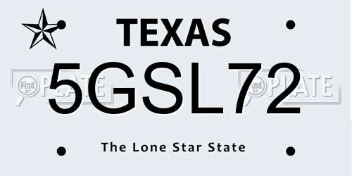5GSL72 Texas License Plate