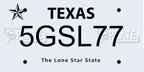 5GSL77 Texas License Plate