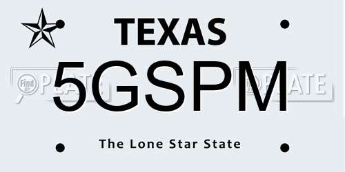 5GSPM Texas License Plate