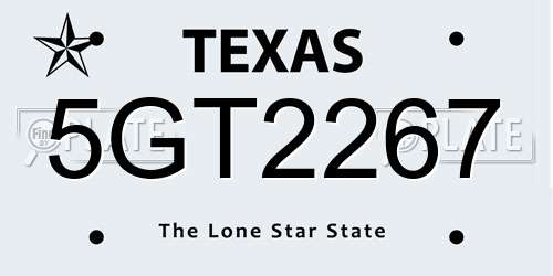 5GT2267 Texas License Plate