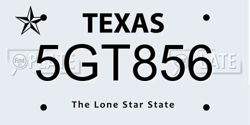 5GT856 Texas License Plate