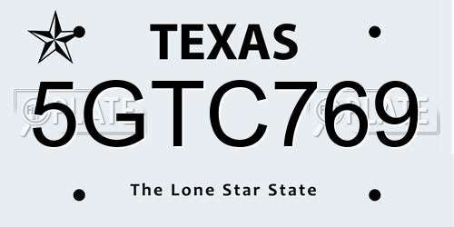 5GTC769 Texas License Plate