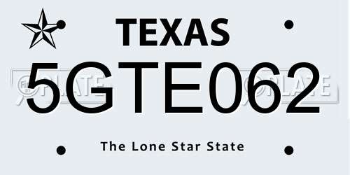 5GTE062 Texas License Plate