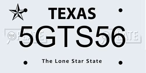 5GTS56 Texas License Plate