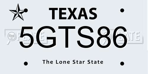 5GTS86 Texas License Plate
