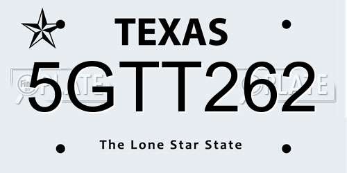 5GTT262 Texas License Plate